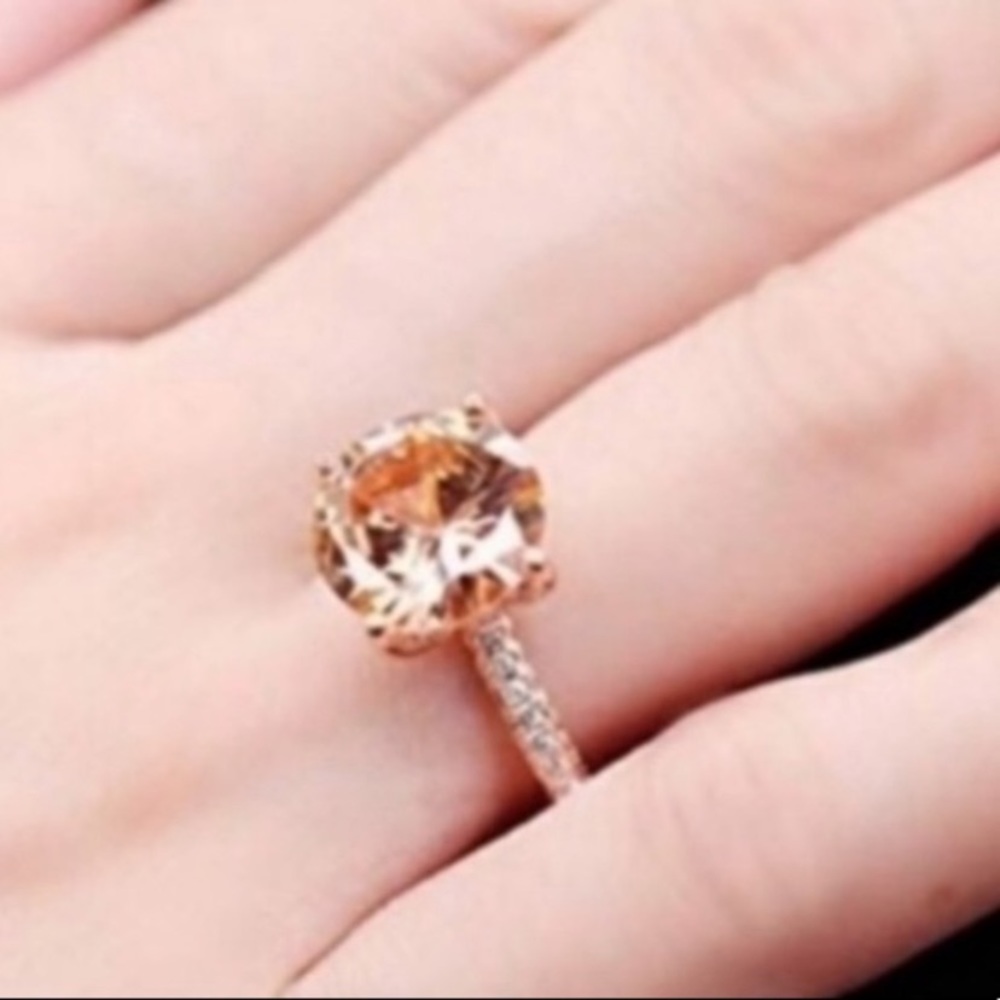 ☆6 CARAT 18K ROSE GOLD HUGE ROUND MORGANITE RING♡ - Picture 3 of 8